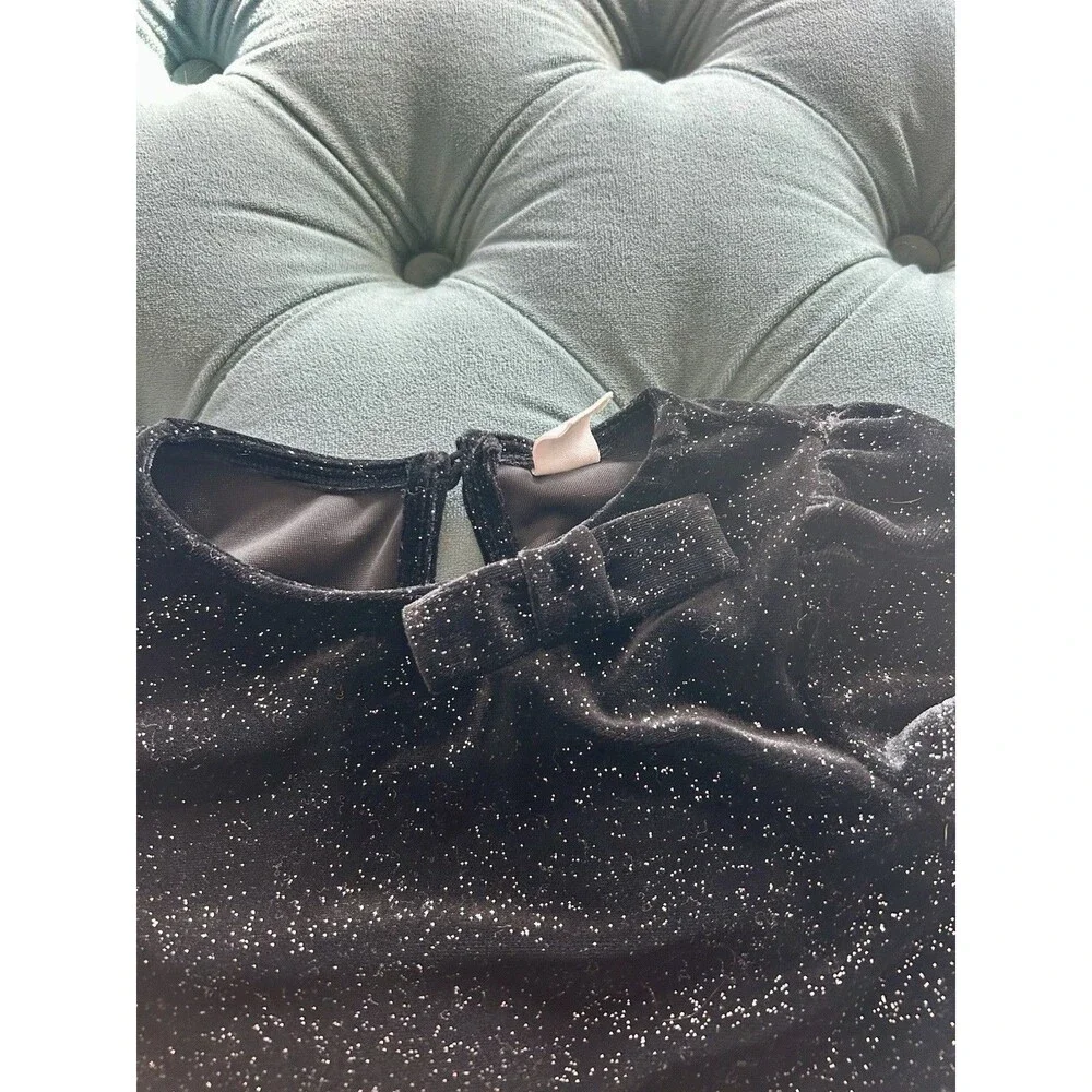Baby Gap Black Sparkle Velour With bow Top Toddler Girl 3T
